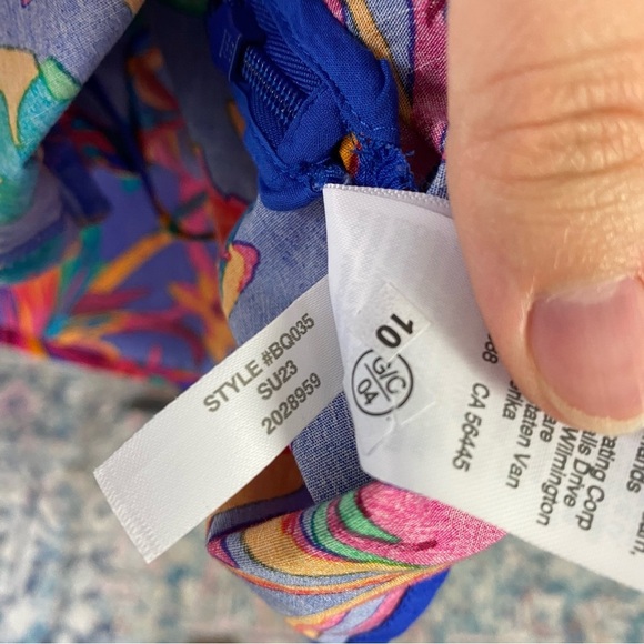 J. Crew Women’s SIZE 12 Tie Back Strappy Top Brilliant Blue Fushia Cotton - Picture 15 of 16